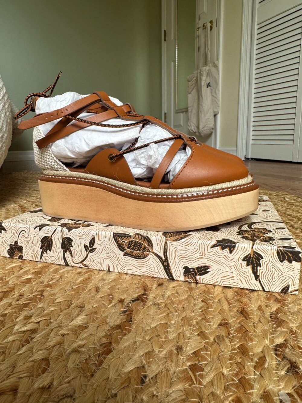 Ulla Johnson Salinas Flatform Espadrille Cognac Size 38 NWT/Never Worn - Picture 6 of 6